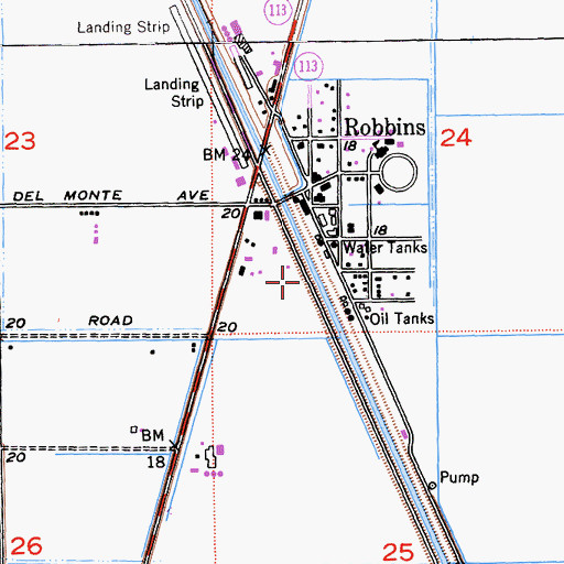 Topographic Map of Robbins Census Designated Place, CA