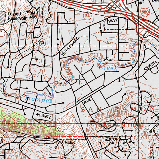 Topographic Map of Saranap Census Designated Place, CA