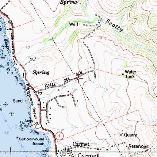 Topographic Map of Sereno del Mar Census Designated Place, CA