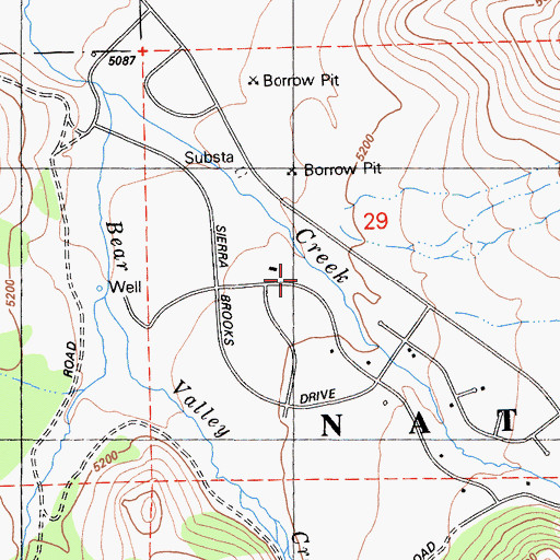 Topographic Map of Sierra Brooks Census Designated Place, CA