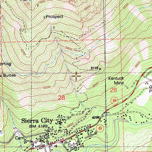 Topographic Map of Sierra City Census Designated Place, CA