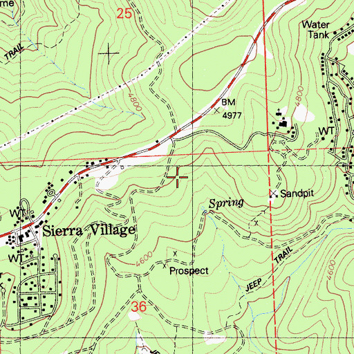 Topographic Map of Sierra Village Census Designated Place, CA
