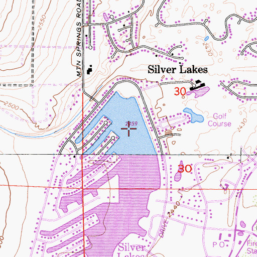 Topographic Map of Silver Lakes Census Designated Place, CA