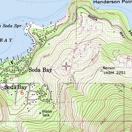 Topographic Map of Soda Bay Census Designated Place, CA