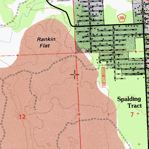 Topographic Map of Spaulding Census Designated Place, CA