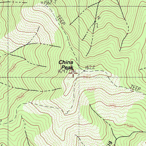 Topographic Map of China Peak, CA
