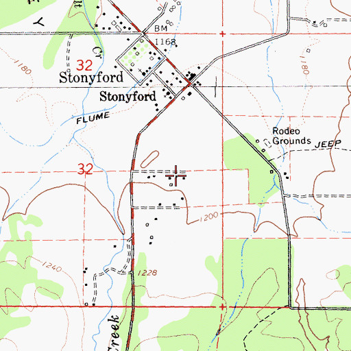 Topographic Map of Stonyford Census Designated Place, CA