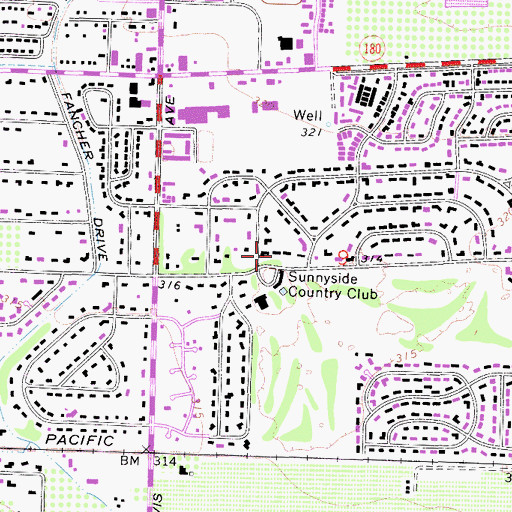 Topographic Map of Sunnyside Census Designated Place, CA