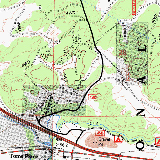 Topographic Map of Sunny Slopes Census Designated Place, CA