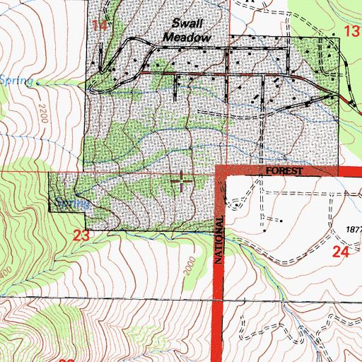 Topographic Map of Swall Meadows Census Designated Place, CA