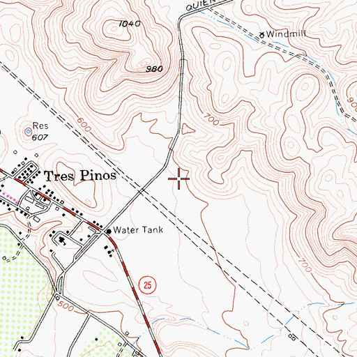 Topographic Map of Tres Pinos Census Designated Place, CA