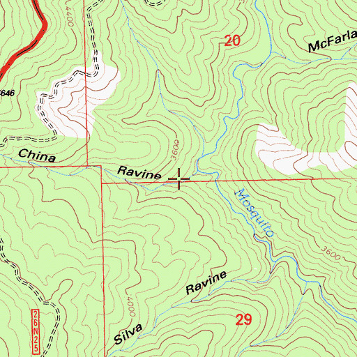 Topographic Map of China Ravine, CA