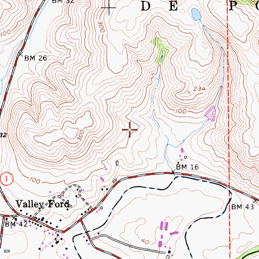 Topographic Map of Valley Ford Census Designated Place, CA