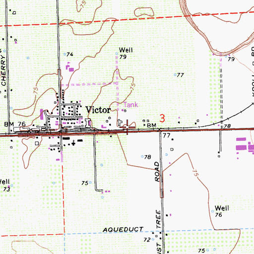 Topographic Map of Victor Census Designated Place, CA