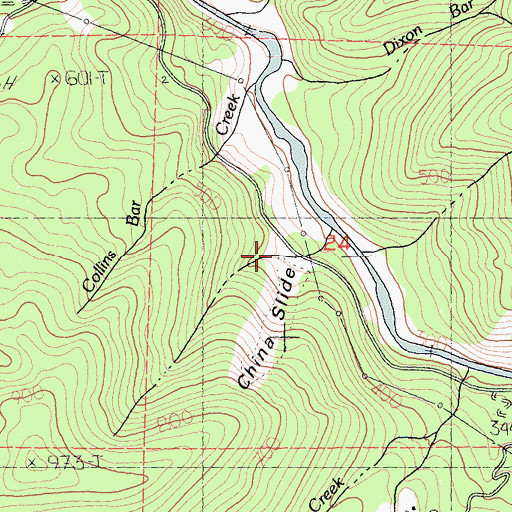 Topographic Map of China Slide, CA