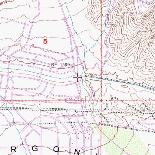 Topographic Map of Whitewater Census Designated Place, CA
