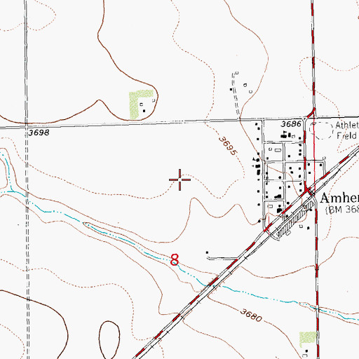 Topographic Map of Amherst Census Designated Place, CO