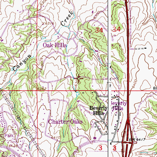 Topographic Map of Beverly Hills Census Designated Place, CO