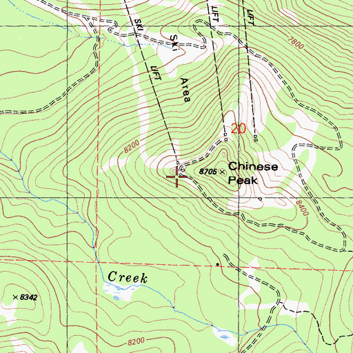 Topographic Map of Chinese Peak, CA