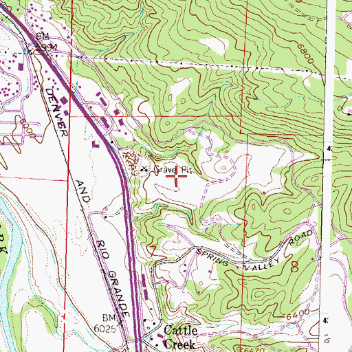 Topographic Map of Cattle Creek Census Designated Place, CO