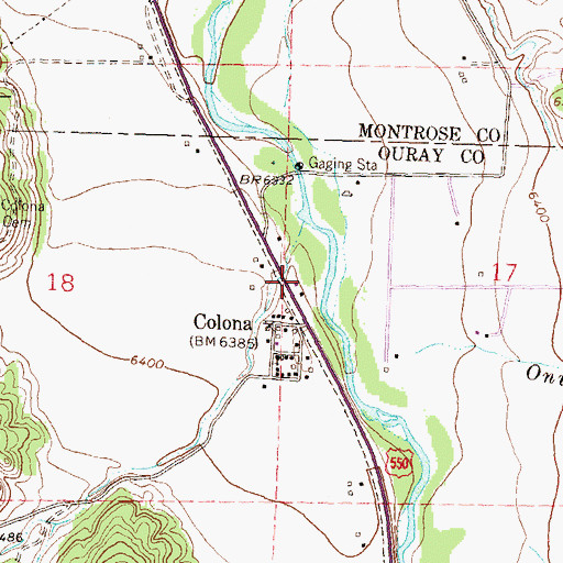 Topographic Map of Colona Census Designated Place, CO