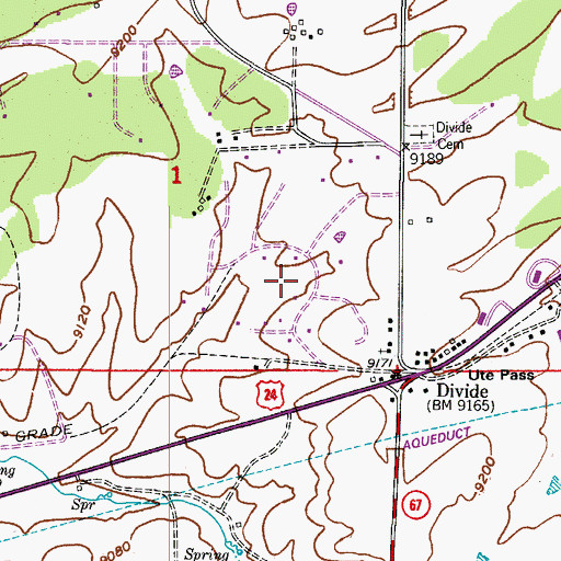 Topographic Map of Divide Census Designated Place, CO