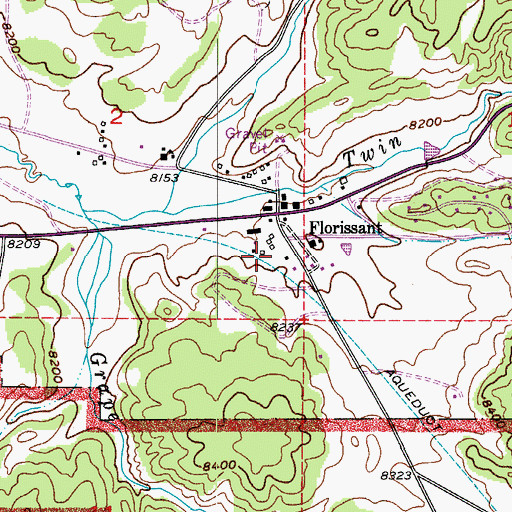 Topographic Map of Florissant Census Designated Place, CO