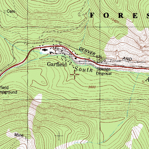 Topographic Map of Garfield Census Designated Place, CO