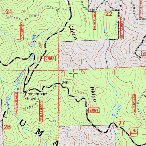 Topographic Map of Chino Ridge, CA