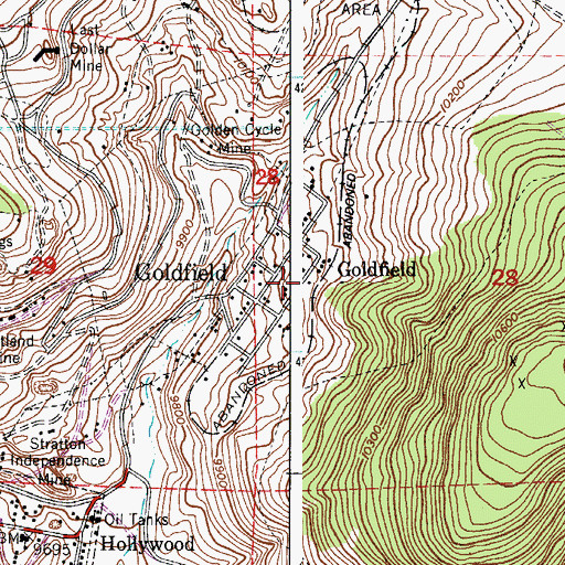 Topographic Map of Goldfield Census Designated Place, CO
