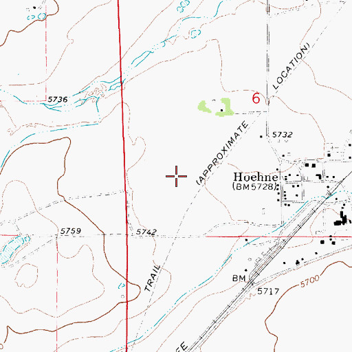 Topographic Map of Hoehne Census Designated Place, CO