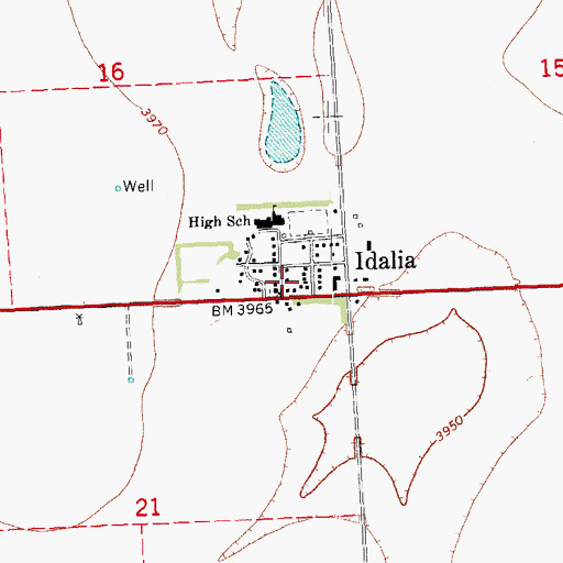 Topographic Map of Idalia Census Designated Place, CO