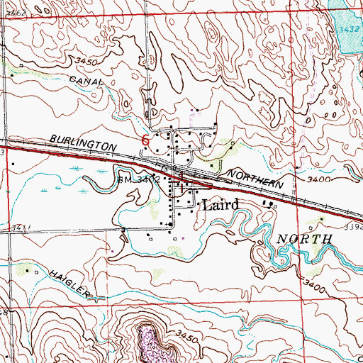 Topographic Map of Laird Census Designated Place, CO