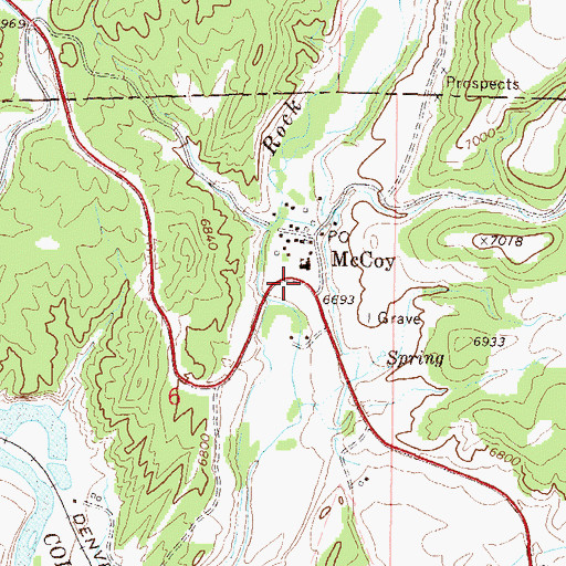 Topographic Map of McCoy Census Designated Place, CO