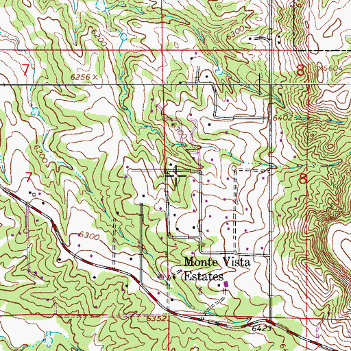 Topographic Map of Monte Vista Estates Census Designated Place, CO