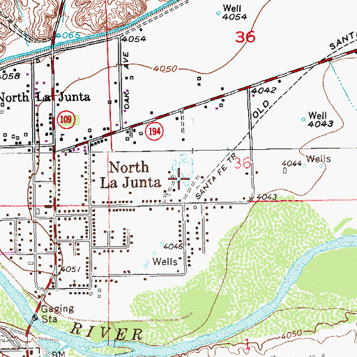 Topographic Map of North La Junta Census Designated Place, CO