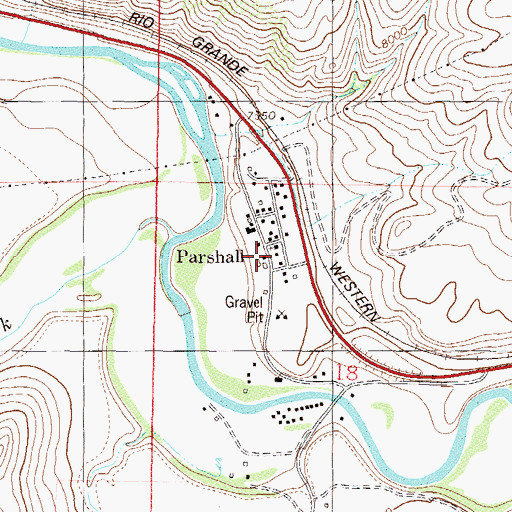 Topographic Map of Parshall Census Designated Place, CO