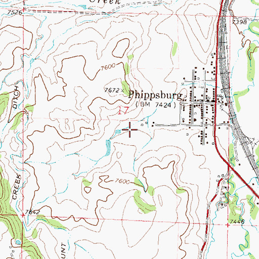 Topographic Map of Phippsburg Census Designated Place, CO