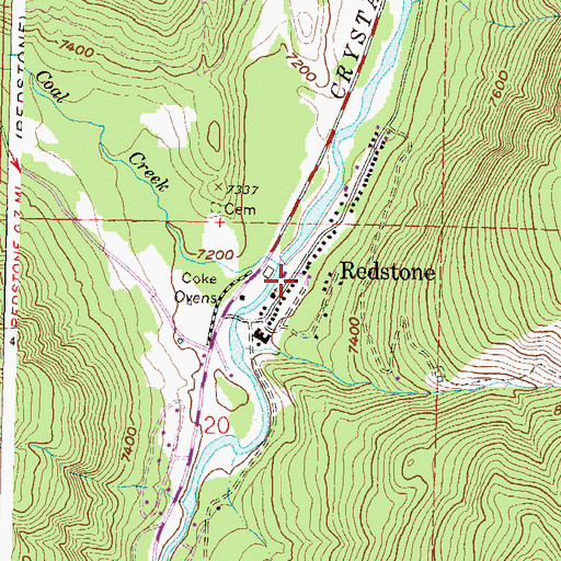 Topographic Map of Redstone Census Designated Place, CO