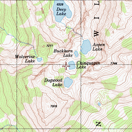Topographic Map of Chinquapin Lake, CA