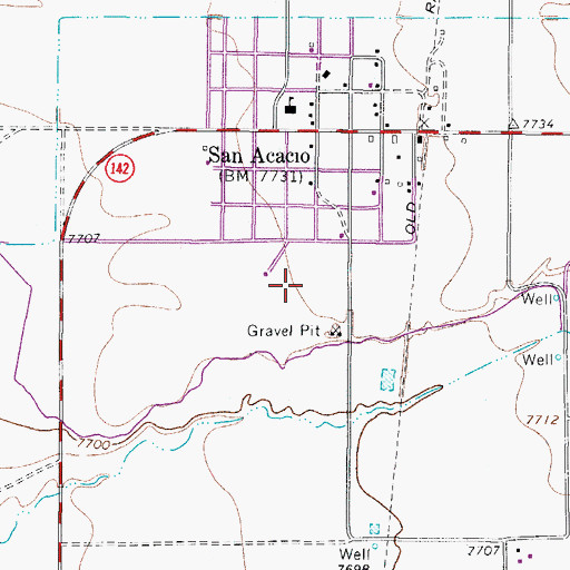 Topographic Map of San Acacio Census Designated Place, CO