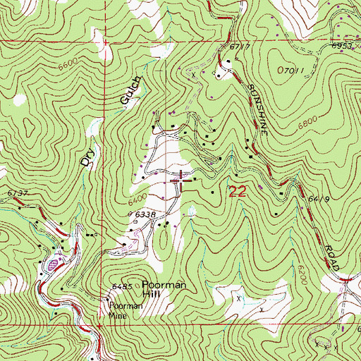 Topographic Map of Seven Hills Census Designated Place, CO