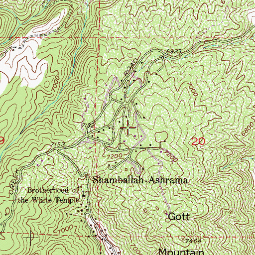 Topographic Map of Shamballah-Ashrama Census Designated Place, CO