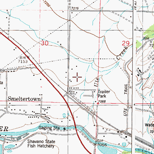Topographic Map of Smeltertown Census Designated Place, CO