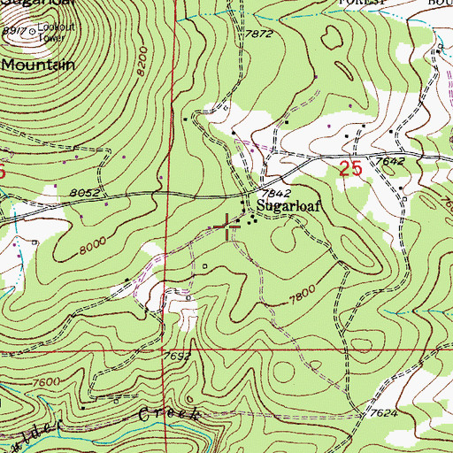 Topographic Map of Sugarloaf Census Designated Place, CO