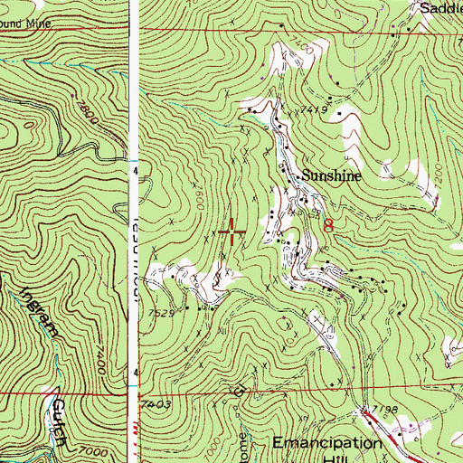 Topographic Map of Sunshine Census Designated Place, CO