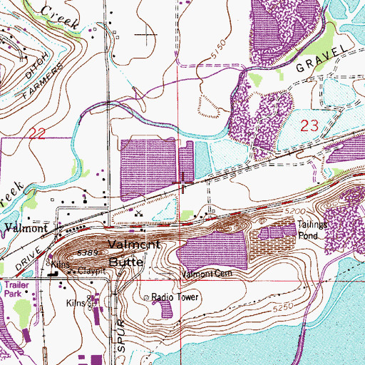 Topographic Map of Valmont Census Designated Place, CO