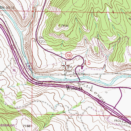 Topographic Map of Wolcott Census Designated Place, CO