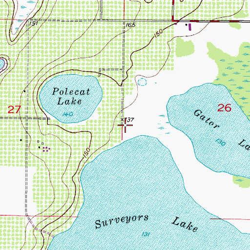Topographic Map of Alturas Census Designated Place, FL