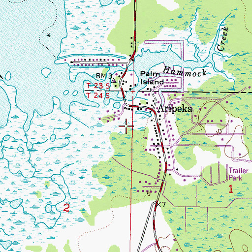 Topographic Map of Aripeka Census Designated Place, FL